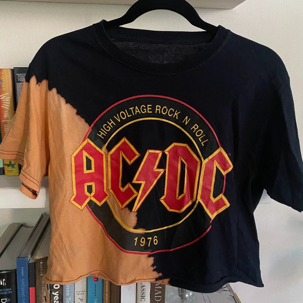 AC/DC bleach dyed cropped band tee - Size S
